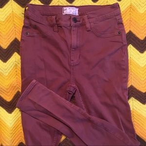 Free People maroon highwaist skinnies 27w